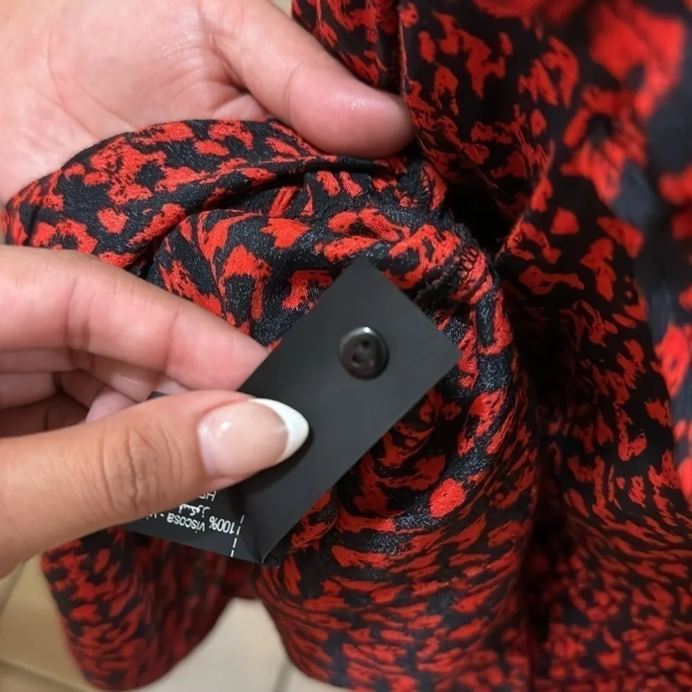 Animal Print Red Zara long sleeve dress size S!! - Picture 6 of 9